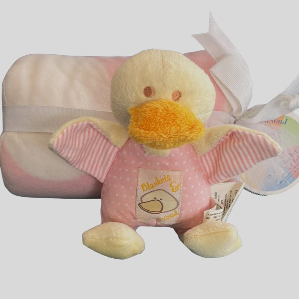 Girl Baby Gift Set Pink Duck Lovey Plush W/ Matching Blanket New Blankets&Beyond